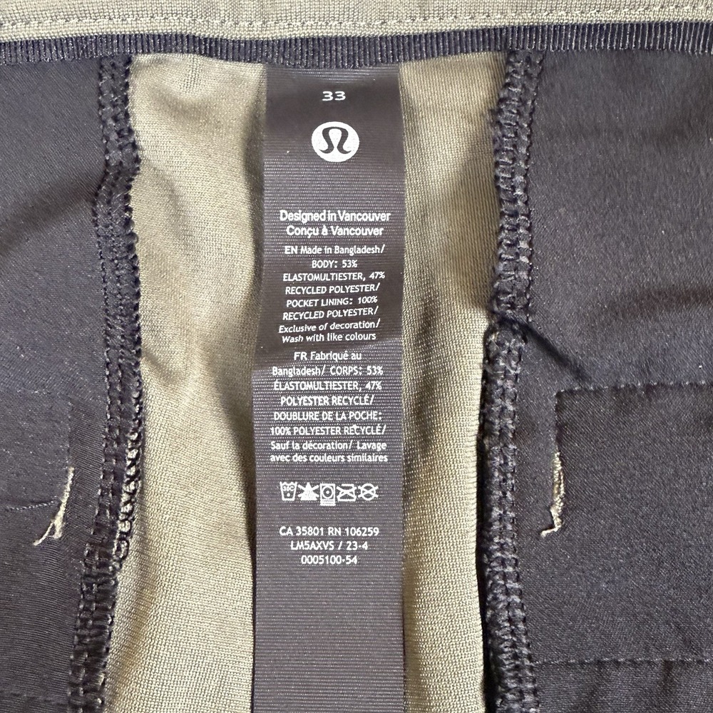 Lululemon ABC Trouser Relaxed Fit Mens 33x29 Green Warpstreme Stretch Pants - Picture 4 of 9